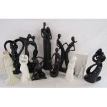 Collection of modern black and white figurines