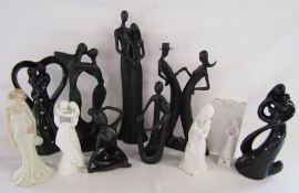 Collection of modern black and white figurines