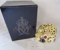 Royal Crown Derby paperweight Endangered Species Savannah Leopard - limited edition 973/1000