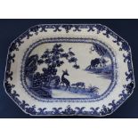 Chinese 18th century blue and white porcelain plate decorated with animals 38cm dia.