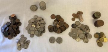 Large quantity of 19th & 20th century coins Approx: 21 two shillings, 38 shillings, 2 50p, 4 half
