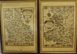 Pair of framed Pratts maps: "High Test Plan of the North Moor Mountain & Lake District" and "High