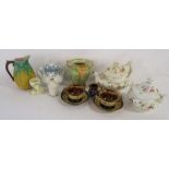 Majolica sweetcorn jug, Burleigh Ware vase with handles, Lurpak egg cup, pie funnel, Ceylon Bishop &