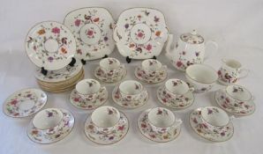 Tate & Oglesby Ltd Staffordshire Parakeet China part tea service - Reg No 592627 - 1 cup repaired