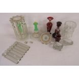 Selection of clear glass lustres and 19th century & later glassware