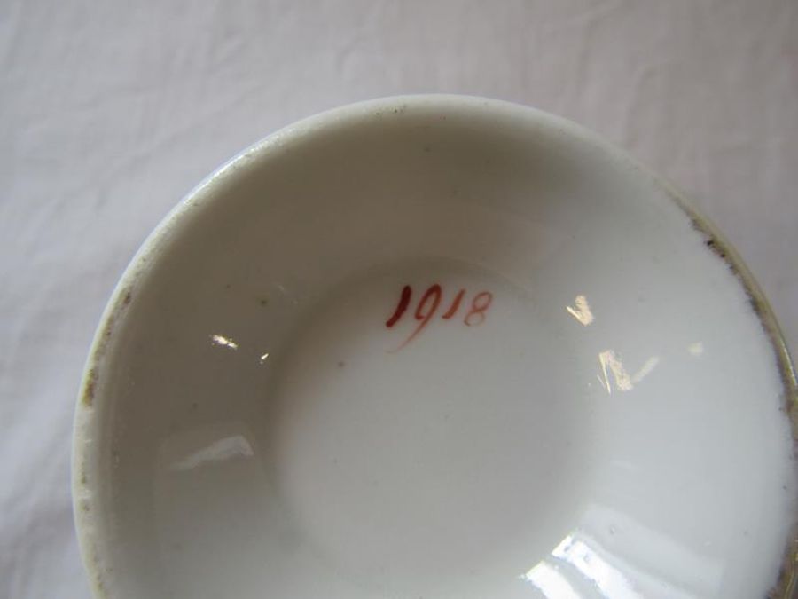 19th century porcelain tea set with grey and gold design -  includes slop bowl and cake plates - Image 5 of 5