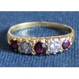 Tested as 18ct gold ruby & diamond gypsy ring 2.89g, size N