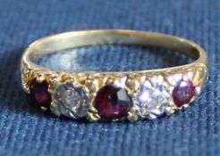Tested as 18ct gold ruby & diamond gypsy ring 2.89g, size N