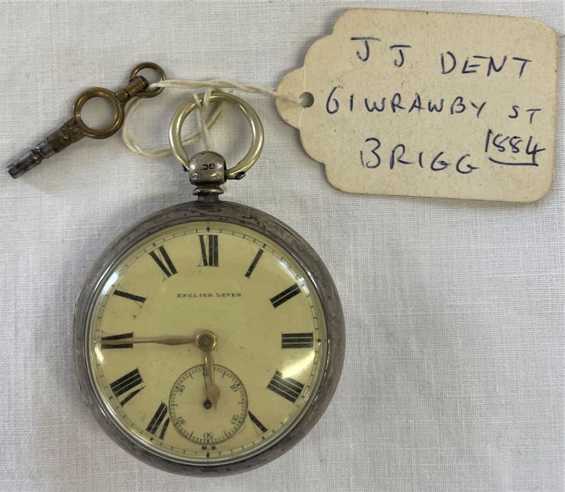 Isaac Jabez Theo Newsome 1884 Chester silver Brigg pocket watch