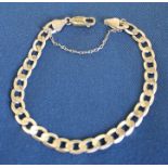 9ct gold flat link curb chain bracelet 8.74g