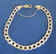 9ct gold flat link curb chain bracelet 8.74g