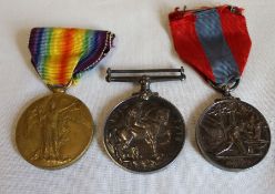 First World War pair medals to PTE F Shaw 20021 Notts & Derby Regiment & George VI Faithful
