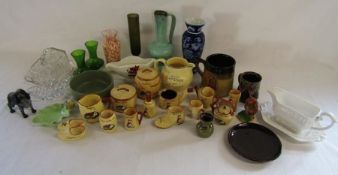 Collection of items includes Capstan water jug, Manor Ware souvenir pots, Golf pot tankard, possibly