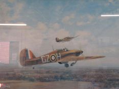 Framed Coulson Hurricane N2532 aviation print - approx. 97cm x 79cm