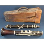 S Rose & Co Bombay rosewood clarinet with Lafleur mouthpiece, in leather case