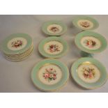 Victorian hand painted dessert service, comprising 12 plates, 6 tazzas, (2 taller)