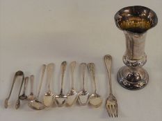 6 silver teaspoons from the Georgian & Victorian period, silver fork, silver sugar bow, silver