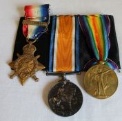 First World War "Mons" trio medals awarded to Pte / SJT J A Harman 4290 5th Royal Irish Lancers,