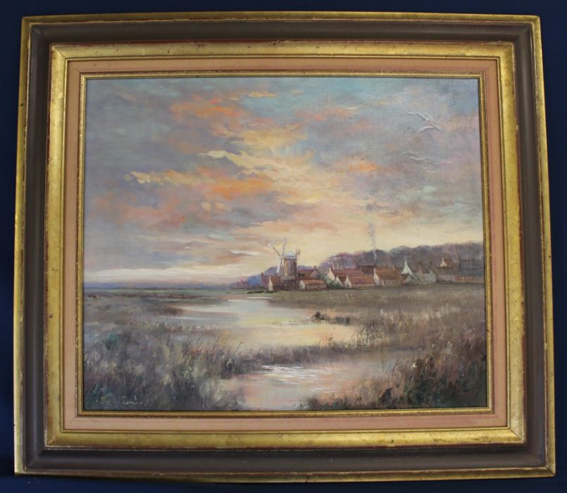 Oil on canvas "Dawn Light Clay Mill" by Shirley Carnt (British B 1987) 81cm x 71cm - surface appears - Image 2 of 3