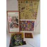 Collection of prints - includes Picasso 'Weeping Woman', Frank Stella 'Hyena Stomp', framed Edward