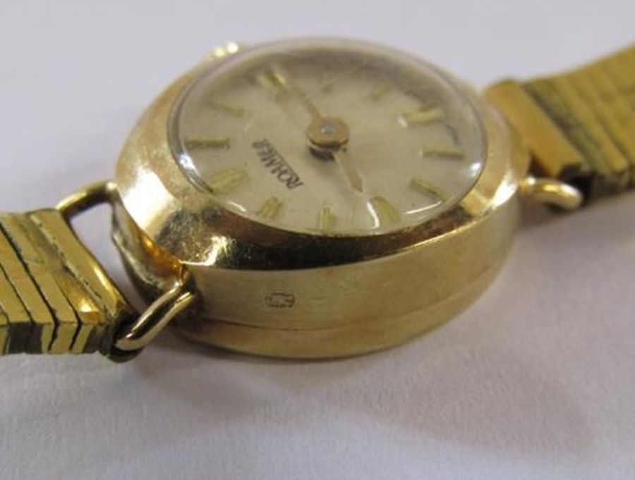 Ladies 14kt gold Roamer watch on plated strap - total weight 14.48g - Image 3 of 7