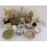 Collection of items to include Sylvac stork jug, Sadler Oriental figure lidded pot, decanter set,