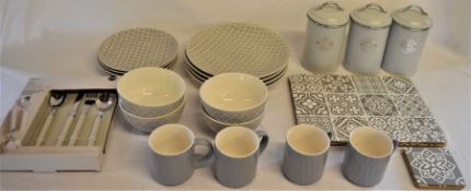 Selection of Next kitchenware, including cutlery, plates, bowls, placemats, mugs etc