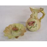 Royal Worcester hand painted blush ivory jug  reg no. 167140 - 1507 -  very slight chips to edge and