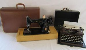Singer 99k sewing machine and Royal wood effect typewriter