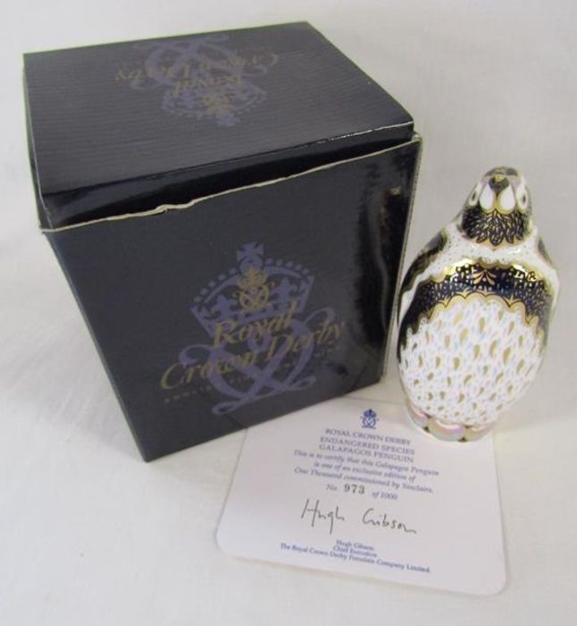 Royal Crown Derby paperweight Endangered Species Galapagos Penguin - limited edition 973/1000