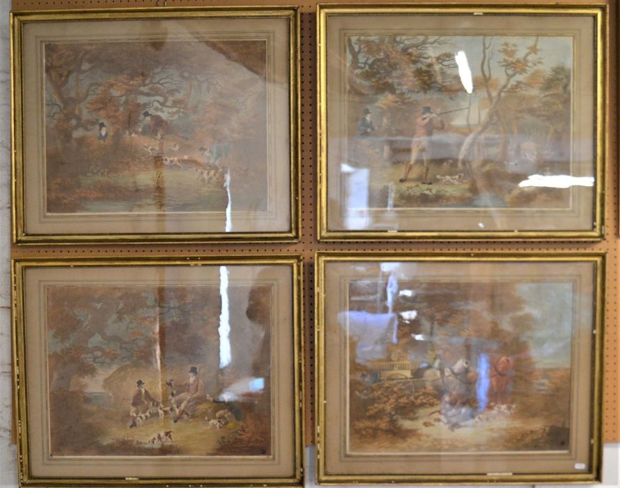 Set of four early 19th century framed Reeve aquatint prints from Dean Wolstenholme originals of - Image 2 of 5