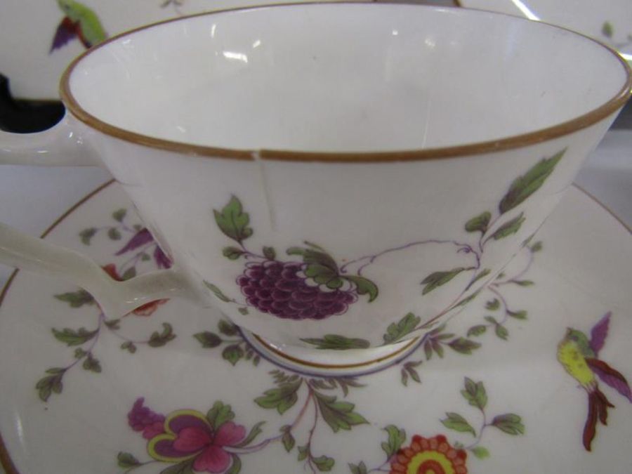 Tate & Oglesby Ltd Staffordshire Parakeet China part tea service - Reg No 592627 - 1 cup repaired - Image 3 of 6