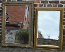 2 ornate gilt framed mirrors with bevelled glass, largest 79cm x 109cm