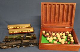 Stones boxed pub game, Triang Hornby OO Gauge pair:-  4-6-2 Pacific loco and tender R54 in matt