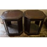 Pair of octagonal side tables with leather skiver tops