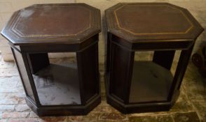 Pair of octagonal side tables with leather skiver tops