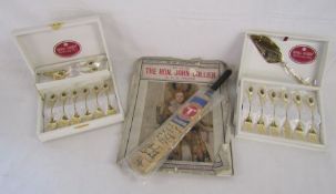 Cased Royal Albert gold plated Old Country Rose cutlery, The Art Annual 1914 and a miniature