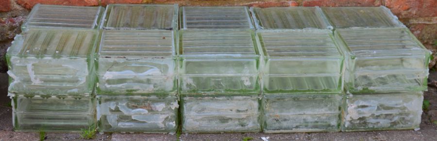 20 x 1950s glass bricks, 19.5cm x 19.5cm x 10cm