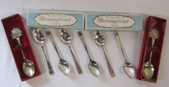 2 The Queen's Silver Jubilee 1952-1977 silver spoons and 2 sets of Bravingtons boxed E.J.M.J
