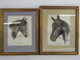 Halcyon Weir framed chalk drawings - 2232 Lemberg approx. 53.5cm x 43cm and 4965 Invader approx.