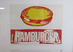 Andy Warhol lithographic print entitled 'Hamburger' published by Neues New York in association