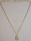 18ct gold chain and M pendant with diamonds, total weight 8.4g