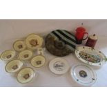 Grindley Cream Petal HM Edward VIII fruit dish and bowls, spaniel and pheasant meat dis,  Argon