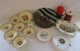 Grindley Cream Petal HM Edward VIII fruit dish and bowls, spaniel and pheasant meat dis,  Argon