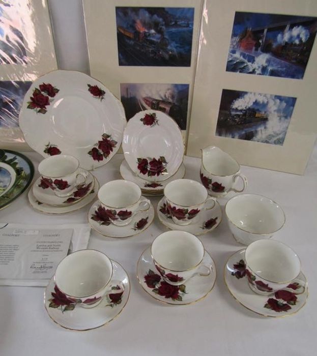 Royal Vale 7978 part tea service, 3x mounted train prints and Coalport Country Branch Lines - Image 2 of 8