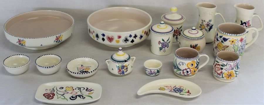 Selection of Poole pottery, including plates, hors d'oeuvres dishes with seafood design, jam pots, - Image 4 of 4