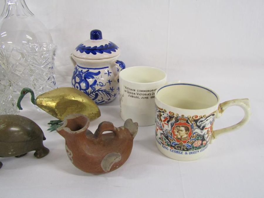 Royal Doulton 'Old Leeds Sprays' coffee set, decanter and vase, soapstone hippo etc - Image 4 of 5