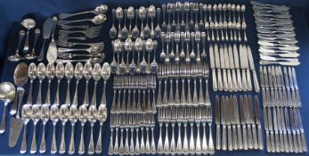 Extensive set of French silver flatware with makers mark for T Fres (Tetard Freres) Paris, with