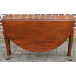 Early 20th century mahogany gate leg table with ball and claw feet, W116cm x 135cm