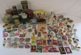 Sylvac 3349 pebble vase, USSR sitting puppy, agates, tins includes sealed long matches and a